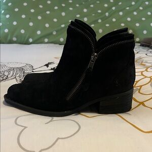 Women’s Black Suede Ankle Boots with Side Zipper